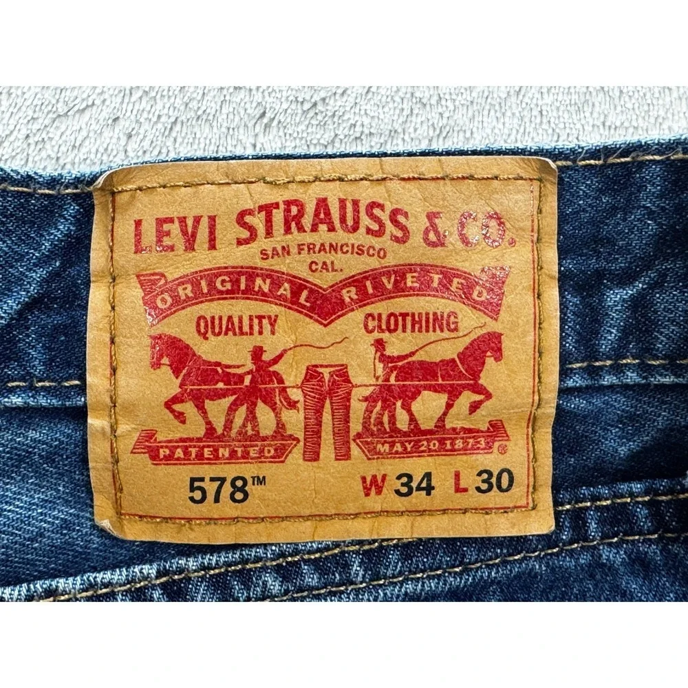 Levi's Mens 578 Baggy Fit Wide Leg Blue Denim Jeans 34x30 Meas: 35x28